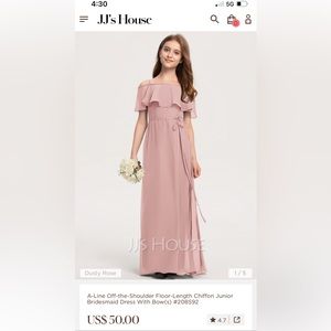 A-Line Off-the-Shoulder Floor-Length Chiffon Junior Bridesmaid Dress